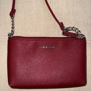 Calvin Klein Women's Burgundy Saffiano Crossbody Bag